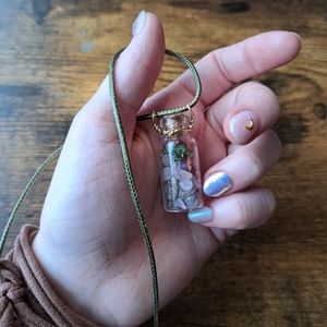 Love spell jar crystal necklace